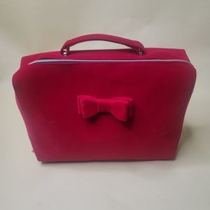 Estee🔥Lauder😍 Red Velveteen Makeup Cosmetics Train Case Travel Storage Bag